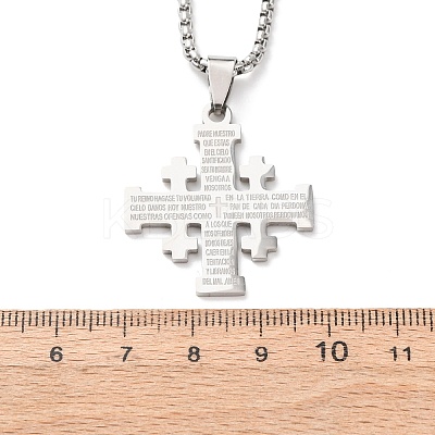 304 Stainless Steel Jerusalem Cross Pendant Box Chain Necklaces LS-NJEW-NH0003-01P-1