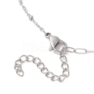 Natural Pearl Rice & 304 Stainless Steel Satellite Chain Paperclip Chain Necklaces for Women NJEW-JN05823-01-1
