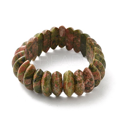 Bicone Natural Unakite Beads Stretch Bracelets for Women Men BJEW-C097-05F-1