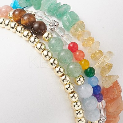 4Pcs 4 Style Natural Mixed Gemstone Beaded Stretch Bracelets Set BJEW-JB09222-1