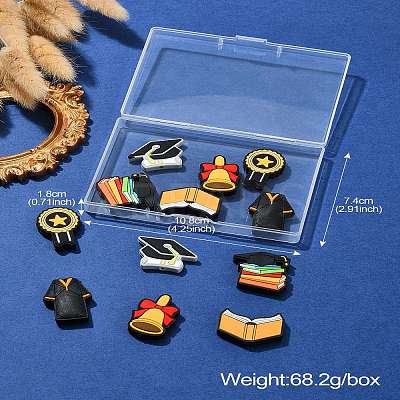 12Pcs 6 Styles Graduation Season Theme Silicone Focal Beads SIL-CJ0001-46-1