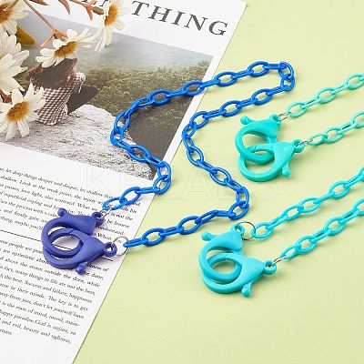 3Pcs 3 Colors Personalized ABS Plastic Cable Chain Necklaces NJEW-JN03484-02-1