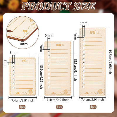 1 Set Rectangle Wooden Yarn Thread Winding Plate DIY-BC0013-85-1