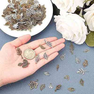 Tibetan Style Alloy Leaf Pendants TIBEP-PH0001-10-LF-1