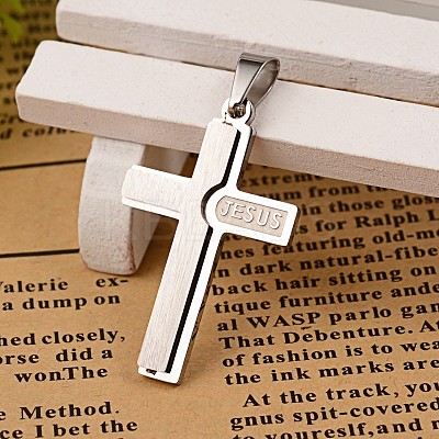 Latin Cross 304 Stainless Steel Pendants STAS-I035-22-1
