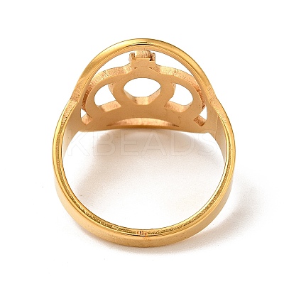 Ion Plating(IP) 201 Stainless Steel Crown Thick Finger Ring for Women RJEW-G266-39G-1