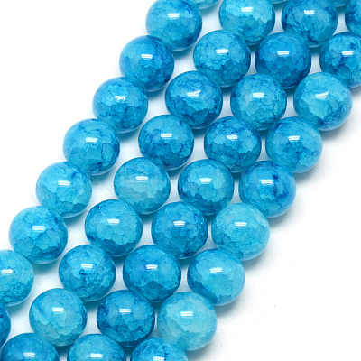Baking Paint Crackle Glass Bead Strands X-DGLA-Q023-8mm-YS77-1