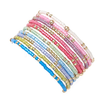 10Pcs Glass Seed Beaded Stretch Bracelets Sets for Women BJEW-MZ00295-1