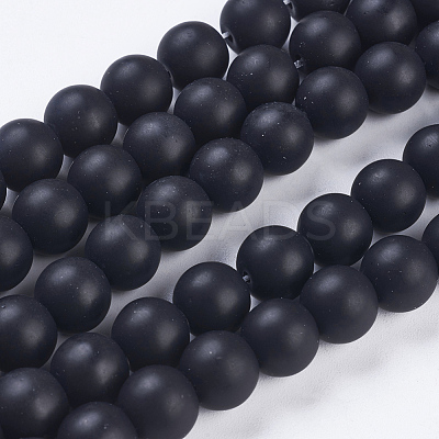 Synthetic Black Stone Bead Strands X-G-R345-10mm-38-1-1