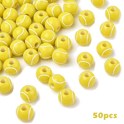 50Pcs Tennis Opaque Acrylic Beads SACR-YW0002-02-1