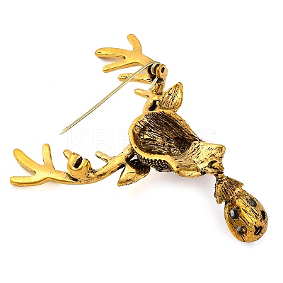 Animal Zinc Alloy Rhinestone Brooches LS-JEWB-R052-01AG-02-1
