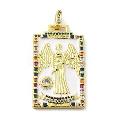 Brass Micro Pave Cubic Zirconia Pendants with Enamel KK-H458-03G-18-1