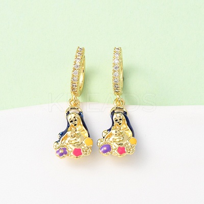 Brass Micro Pave Cubic Zirconia Human Hoop Earrings EJEW-A149-05G-1