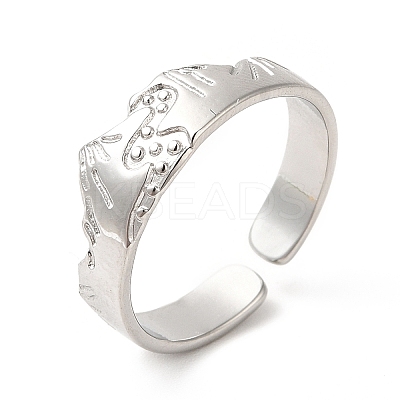 Non-Tarnish 304 Stainless Steel Mountain Open Cuff Ring for Women LS-RJEW-E063-09P-1