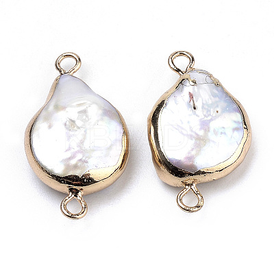 Plated Natural Baroque Pearl Keshi Pearl Links connectors LS-PEAR-S012-01-1