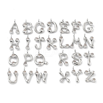 26Pcs 26 Styles Rack Plating Brass Micro Pave Cubic Zirconia Pendants KK-P247-09P-1