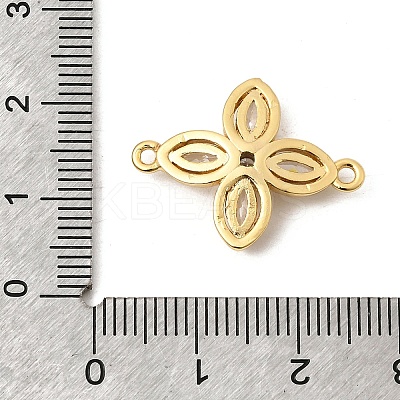 Brass Pave Cubic Zirconia 4-Petal Flower Connector Charms KK-A296-46B-G-1