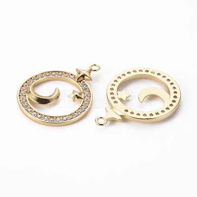 Brass Micro Pave Clear Cubic Zirconia Pendants KK-Q765-006-NF-1