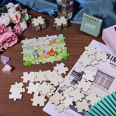 60Pcs Unfinished Wood Puzzle Cutout DIY-GL0005-44-1