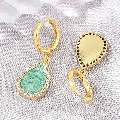 Brass Micro Pave Cubic Zirconia Hoop Dangle Earrings KK-CBA8324-11G-04-1