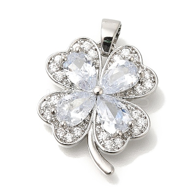 Brass Micro Pave Cubic Zirconia Pendants KK-B122-01A-P-1