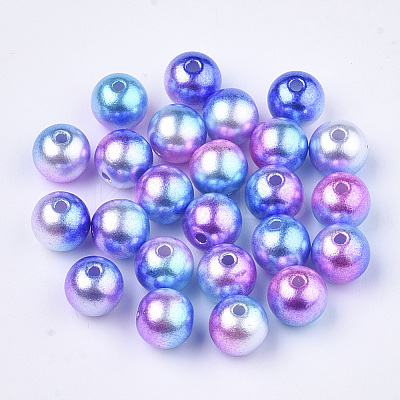 Rainbow ABS Plastic Imitation Pearl Beads OACR-Q174-6mm-06-1