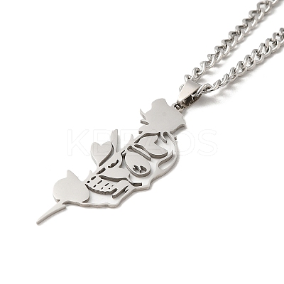 Non-Tarnish 201 Stainless Steel Hollow Pendant Necklaces LS-NJEW-H022-02P-1