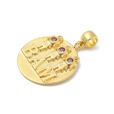 Brass Micro Pave Cubic Zirconia Pendants KK-N254-130A-G-1