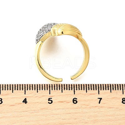 Brass Micro Pave Cubic Zirconia Cuff Rings for Women RJEW-F184-04GP-1