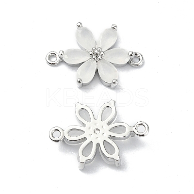 Brass Pave Cubic Zirconia Connector Charms KK-B072-01P-01-1