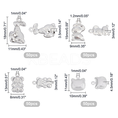 200Pcs 4 Style 316 Surgical Stainless Steel Pendants STAS-DC0003-49-1