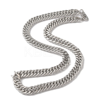 Iron Cuban Link Chain Necklaces for Women Men NJEW-A028-01A-P-1