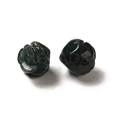 Natural Moss Agate Carved Flower Scattered Beads G-O156-B-19-1