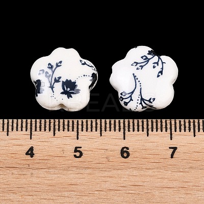 Floral Printed Porcelain Beads X-PORC-Q166-1-1