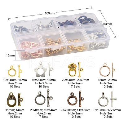 74Set 8 Style Tibetan Style Alloy Toggle Clasps FIND-YW0001-38-1