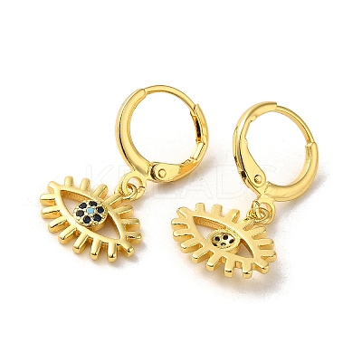 Horse Eye Brass Dangle Leverback Earrings EJEW-Q797-02B-G-1