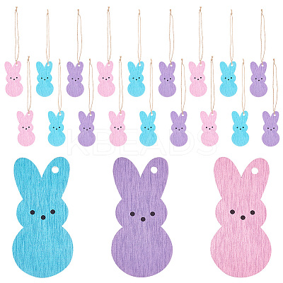3 Bags 3 Colors Easter Theme Wooden Pendant Decorations HJEW-OC0001-32-1