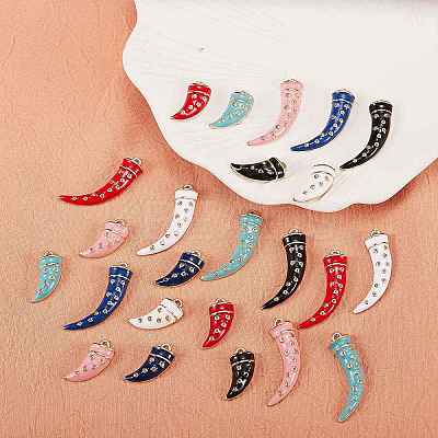 24Pcs 12 Style Rack Plating Alloy Enamel Pendants ENAM-SZ0002-47-1