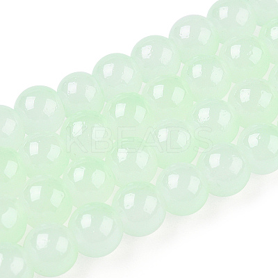 Baking Paint Imitation Jade Glass Round Bead Strands DGLA-N003-6mm-08-1-1