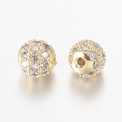 Brass Micro Pave Cubic Zirconia Beads ZIRC-L067-36-G-NR-1