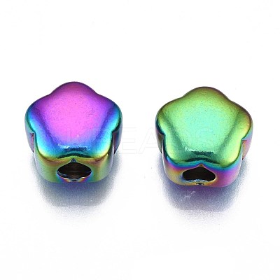 Rack Plating Rainbow Color 304 Stainless Steel Beads STAS-S119-085-1