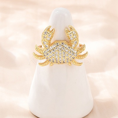 Brass Micro Pave Cubic Zirconia Cuff Rings RJEW-C145-01C-G-1