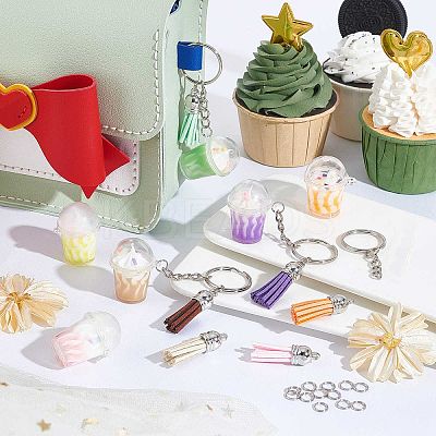Imitation Milk Tea Keychain Making Kit DIY-SC0020-69-1