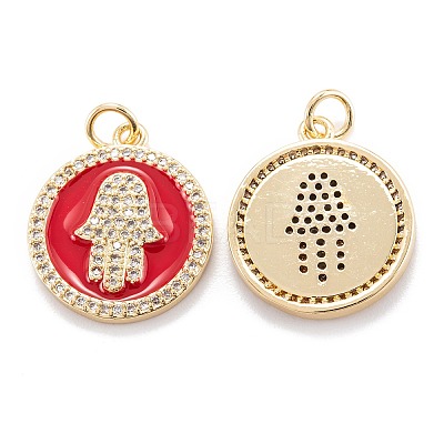 Real 18K Gold Plated Brass Micro Pave Clear Cubic Zirconia Pendants ZIRC-M114-50G-02-1