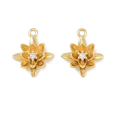 Brass Micro Pave Clear Cubic Zirconia Charms KK-G544-07G-03-1