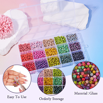 1500Pcs 15 Colors Picasso Baking Paint Glass Seed Beads SEED-TA0001-50-1