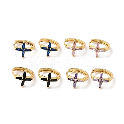 Cross Cubic Zirconia Cuff Earrings EJEW-G348-16G-1