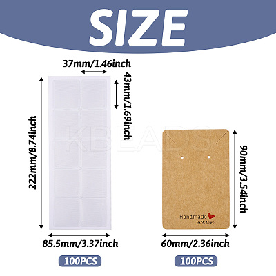 100Pcs Ractangle Kraft Paper Necklace Earring Display Cards AJEW-TA0001-26A-1