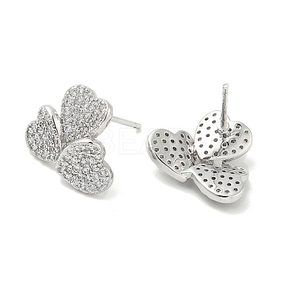 Rack Plating Brass Micro Pave Clear Cubic Zirconia Stud Earrings for Women EJEW-M260-10P-1