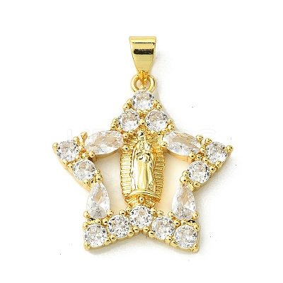 Brass Micro Pave Clear Cubic Zirconia Pendants KK-H472-38B-G-1